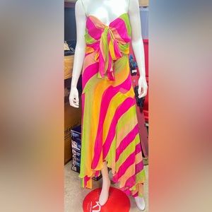 Vintage DVF silk ruffle maxi dress